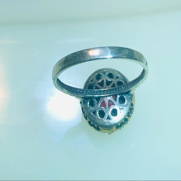 🌺MARKDOWN SALE!!! Stunning Art Deco Ruby & Emerald 925/14K Ring! - Picture 12 of 16